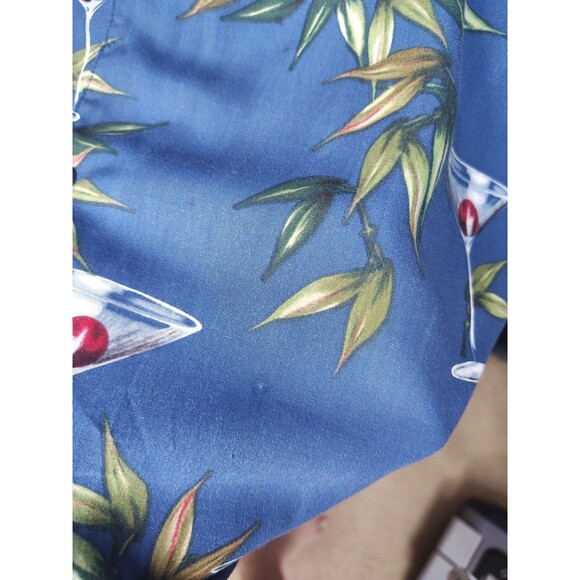 Aftco Shirt Mens 2x Hawaiian Martini Blue water Short Sleeve - Picture 4 of 7